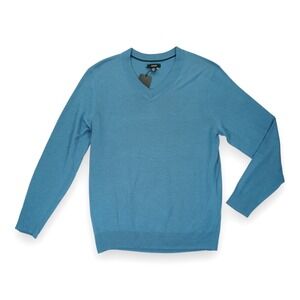 NWT Alfani Sweater Men's Long Sleeve V Neck Merino Wool Blend Pullover Medium